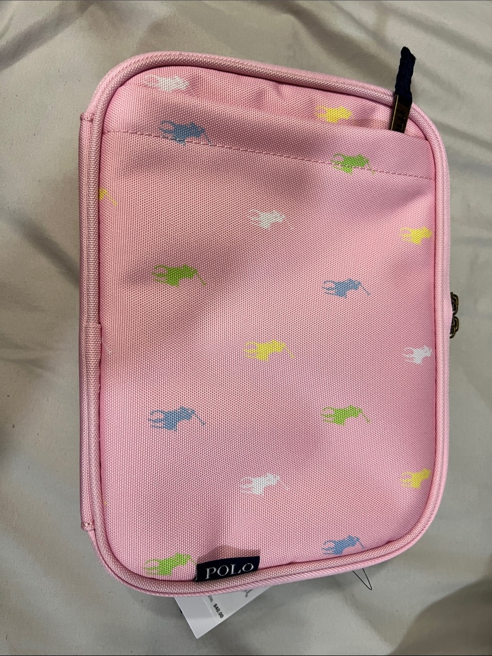 Polo by Ralph Lauren Pink Kids Zip Pouch with Multicolor Pony Motif LUNCH BAG